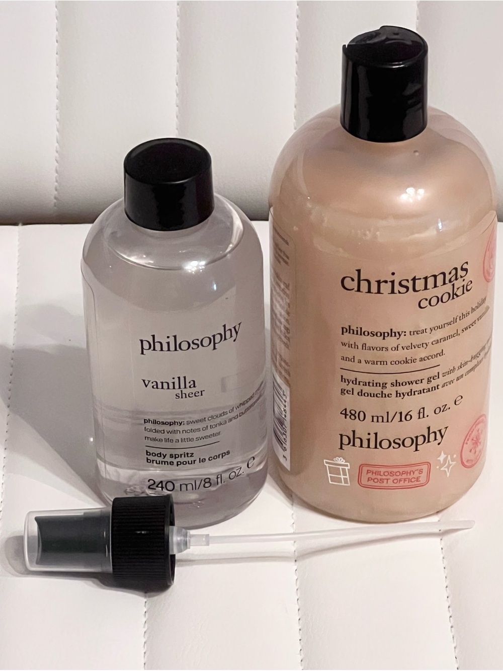New Philosophy 16 oz Shower Gel Christmas Cookie & 8 oz Vanilla Sheer Spritz